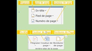 Entête et modifierpied de page et numéro de pagebordure de page filigrane Word TP3 [upl. by Kitty649]