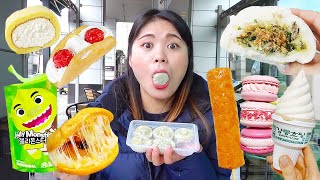 Convenience Store Noodle Dessert Mukbang DONA [upl. by Nymrak]