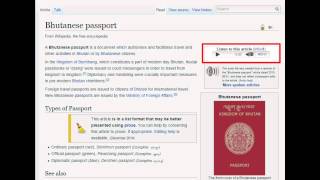 Bhutanese Passport  Wiki Audio w text [upl. by Shuping]