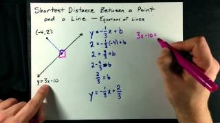 Shortest Distance between a Point and Line  Equations of Lines [upl. by Gerg]