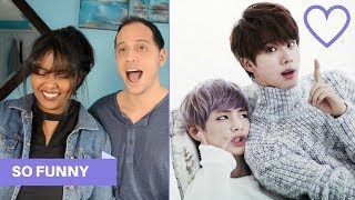 BTS V amp JIN BICKERING MOMENTS REACTION BTS REACTION [upl. by Atirres]