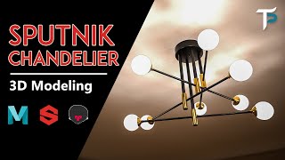 Sputnik Chandelier  3D Modeling  Maya Substance Painter Marmoset Toolbag [upl. by Eiggam]