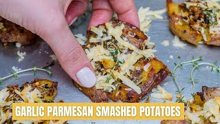 Roasted Smashed Potatoes With Garlic And Parmesan  Blondelish [upl. by Silado]