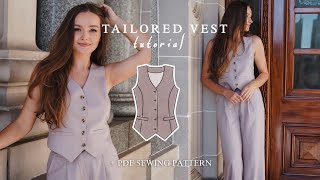 making a tailored vest  quotVIOLETquot vest sewing tutorial  PDF pattern [upl. by Sapers877]