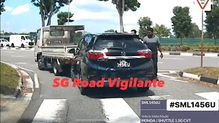 30apr2024 Yishun Ave 6 p plate SML1456U honda shuttle rear ended lorry at zebra crossing [upl. by Lauren24]