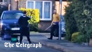 Hainault station attack Police officers attacked with sword after vehicle hits house in London [upl. by Longley547]