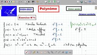 Polynôme applications 2ème science amp info séance gratuite 20202021 Prof K Maroua kefischool [upl. by Lapham789]