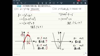 数学ⅠA 基本問題演習 9２次関数 152 ２次関数の最大値・最小値（定義域がある場合その２） [upl. by Lynch]