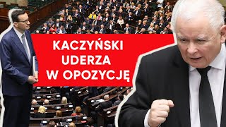 quotKu zwycięstwuquot Przemówienie Kaczyńskiego Prezes PiS upomniany przez Hołownię [upl. by Eillehs]