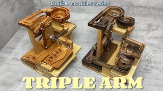 Wooden marble run with double modules TRIPLE ARM [upl. by Bullion]