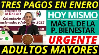 MEGA REGALO 🎁 Tres PAGOS para Adultos Mayores más el de BIENESTAR en la pensión de enero 2025 😱 [upl. by Zapot]