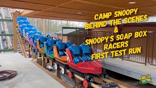 Kings Island  Behind The Scenes And First Test Run of Snoopy’s Soap Box Racers [upl. by Ahsieket]