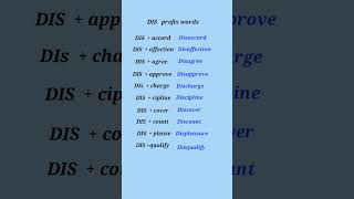 dis prefix wordsenglish vocabulary youtubeshorts english [upl. by Ahseekal959]