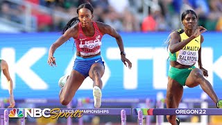 Dalilah Muhammad defending 400m World Champ easily wins heat to make semis  NBC Sports [upl. by Burne179]