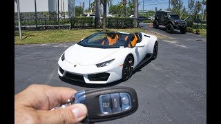 Lamborghini Huracan Spyder RIDE LOUD Accelerations Downshifts Interior Exterior at Lamborghini Miami [upl. by Cordula]