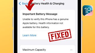 Fixed✅ Important Battery Message in iPhone 111213141516  iOS 18 [upl. by Damas346]