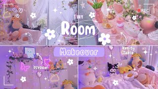 Tiny Room Makeover 🌷  Kawaii coquette Pink Haul Daiso shopping aesthetic [upl. by Ewan]