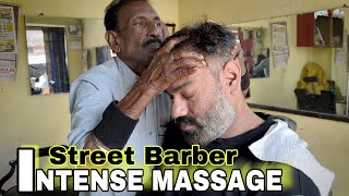 Intense head massage therapy by Indian street barber to reenergised your tiredness Neck cracking [upl. by Aindrea]