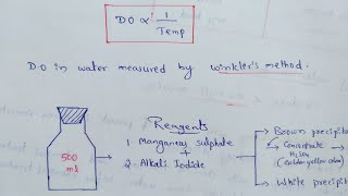 Dissolved oxygen  Dissolved oxygen in water  Winklers method [upl. by Marelya]