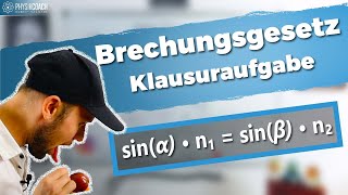 Brechungsgesetz berechnen und verstehen  Klausuraufgabe [upl. by Ikey600]