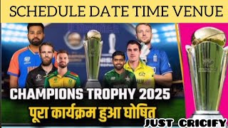 ICC CHAMPIONS TROPHY SCHEDULE DATE TIME VENUE TELECAST IN INDIA in HINDI [upl. by Ecaidnac]