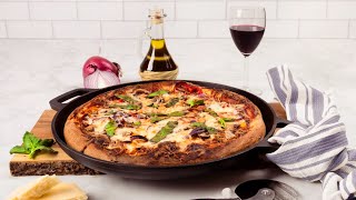 How To Make the Perfect Pizza in Your Cast Iron Pizza Pan  Cuisinel Cast Iron Recipe [upl. by Ayalahs]