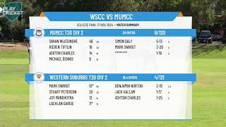 Western Suburbs T20 Div 2 v MUMCC T20 Div 2 [upl. by Luzader125]