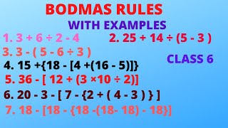 BODMAS rule with examples class 6 [upl. by Medarda]