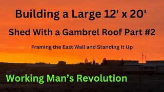 Building a Large Shed with Gambrel Roof Part 2 Framing the East Wall and Standing it up [upl. by Ycnaf]