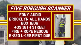 FDNY Audio  Brooklyn All Hands Box 1206  Daring Rope Rescue at Building Fire in BKNY  62023 [upl. by Nimsay]