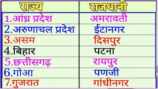 Rajya aur Rajdhani  Bharat ke Rajya aur Rajdhani  State and Capital  राज्य और राजधानी [upl. by Ardeed]