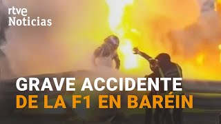 GROSJEAN se ESTRELLA y VUELVE A NACER tras incendiarse su coche en el Mundial de FÓRMULA 1  RTVE [upl. by Fairleigh]