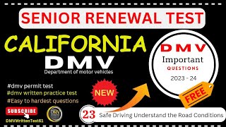 2024 DMV Senior Renewal Test  DMV Written Test 2024 California  DMV Important questions 202324 [upl. by Liponis280]