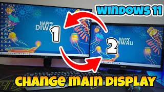 How to set primary display windows 11  How to change main display with 2 monitors [upl. by Arratal421]