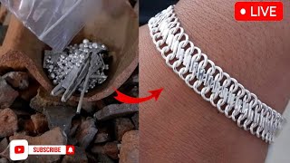 This is the process of making a silver bracelet🔥🔨🔨 silver gold viral video jewellry jewellry [upl. by Eceinej]