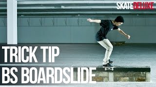 How to Backside Boardslide  Skateboard Trick Tip  skatedeluxe [upl. by Nwatna]