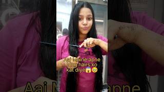 Easy front layer cut Aaj Maine apne long hairs kat diye🥹easycutting viral haircutting trending [upl. by Garrett]