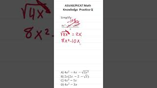 Simplifying Expressions ASVABPiCAT Math Knowledge Practice Test Q acetheasvab w grammarhero [upl. by Adiel]