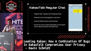 HITB2024BKK COMMSEC D1 How a Combination of Bugs in KakaoTalk Compromises User Privacy [upl. by Alfy837]