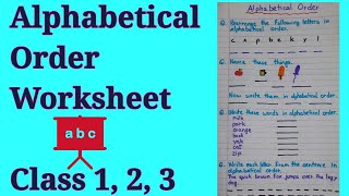 Class 2 English Grammar  Alphabetical Order Worksheet  Worksheet of Alphabetical Order for class 2 [upl. by Ial]