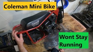 Coleman CC100X Mini Bike dies when you turn choke off [upl. by Anwahsal623]