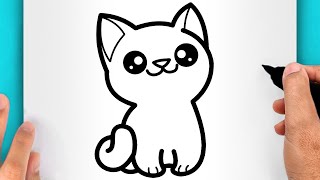 DISEGNI FACILI COME DISEGNARE UN GATTO KAWAII VIDEO DI DISEGNI [upl. by Enileqcaj]