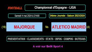 MAJORQUE  ATLETICO MADRID  match de football de la 34ème journée de Liga  Saison 20232024 [upl. by Eldridge]