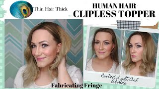 Thin Hair Thick CLIPLESS TOPPER  HUMAN HAIRLARGER BASE [upl. by Blas]