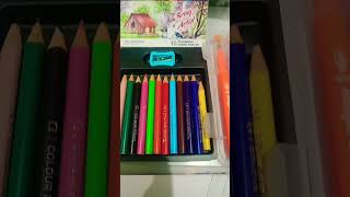 Colour free hand sketching girl brushpainting trandingshorts viralvideo [upl. by Yanehs]