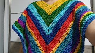 LEFT HAND Crochet PONCHO tutorial Crochet PONCHO  Easy Fast [upl. by Theressa569]