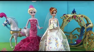 Frozen Wedding Anna  Kristoff get married Elsa bridesmaid  Disney Princesses Dolls Movie [upl. by Ocirederf]