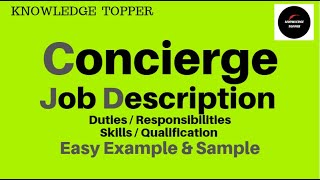 Concierge Job Description  Concierge Duties and Responsibilities  Concierge Role and Resume Skills [upl. by Yuht]