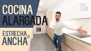 COCINA alargada ESTRECHA 🔴 grande 👆🏻y blanca Cocinas CJR [upl. by Enirolf]