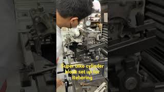 Kawasaki ZX10R Cylinder Block setting up for REBORING [upl. by Assenay79]